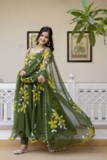Olive Green Handpainted Suit Set - Image 5
