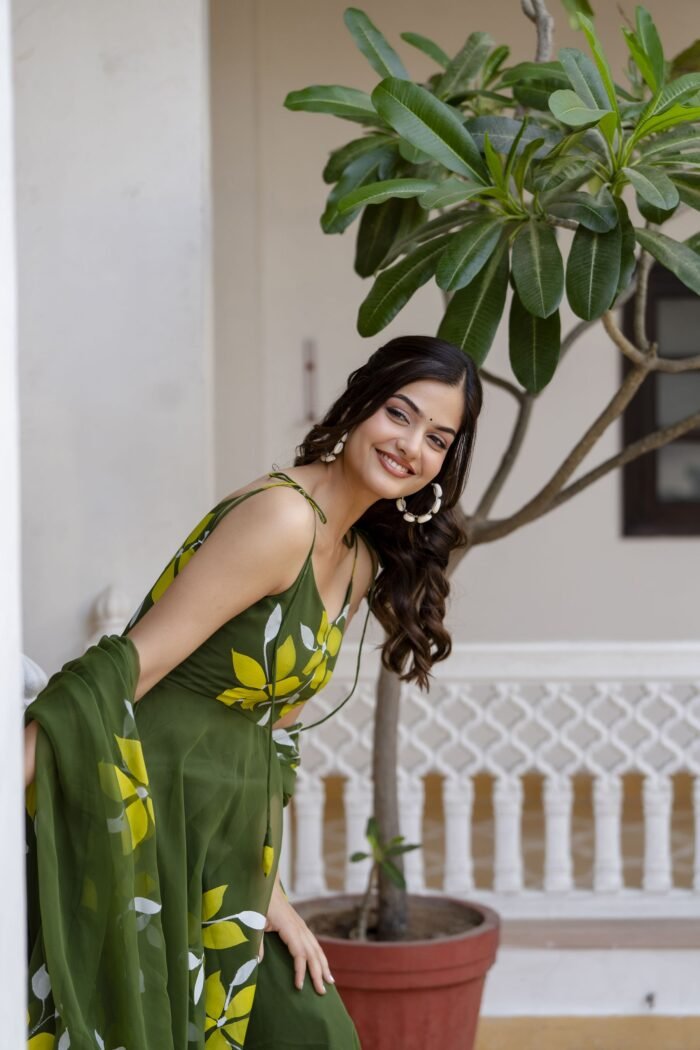 Olive Green Handpainted Suit Set - Image 2