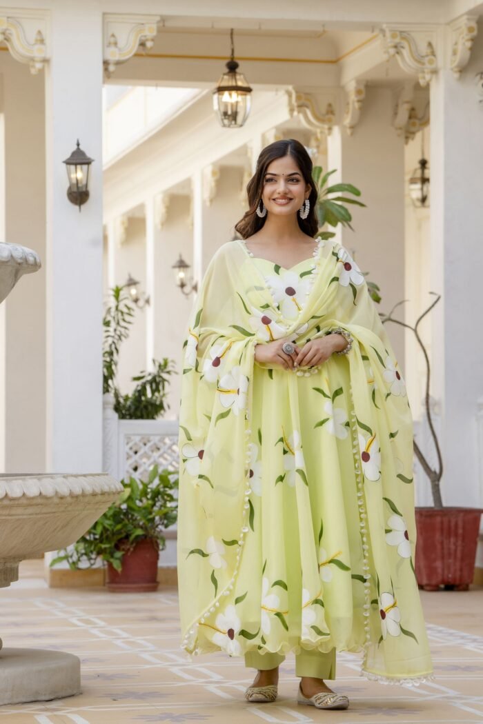 Mint Green Handpainted Suit Set - Image 7