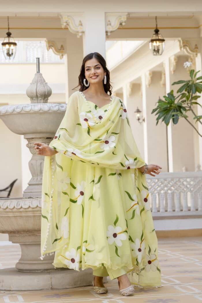 Mint Green Handpainted Suit Set - Image 4