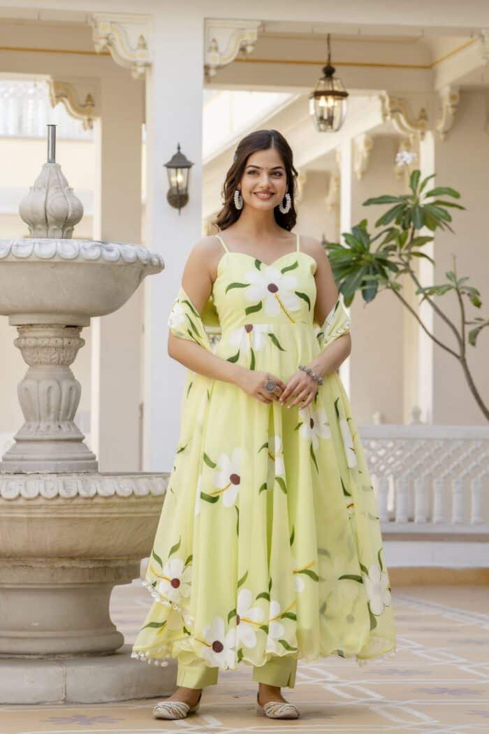 Mint Green Handpainted Suit Set - Image 1