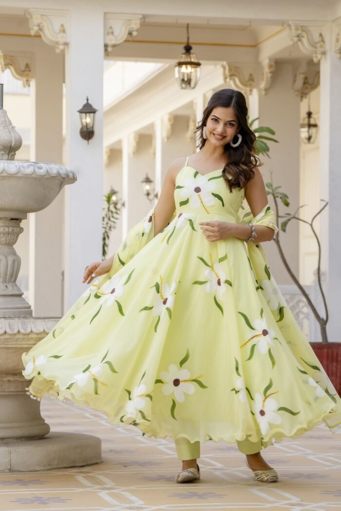 Mint Green Handpainted Suit Set - Image 8