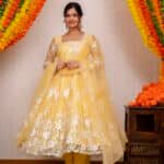 Yellow  Embroidered Suit Set
