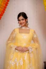 Yellow  Embroidered Suit Set - Image 2