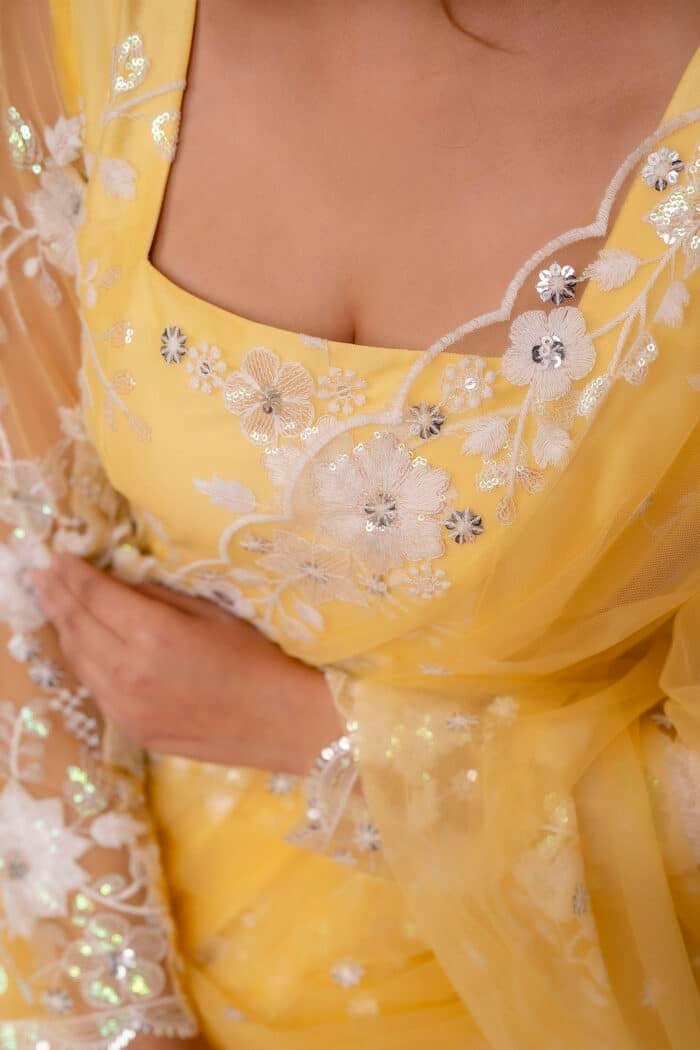 Yellow  Embroidered Suit Set - Image 7