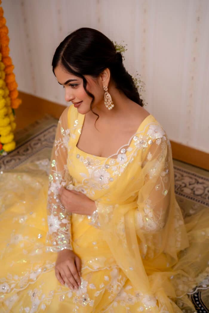 Yellow  Embroidered Suit Set - Image 8