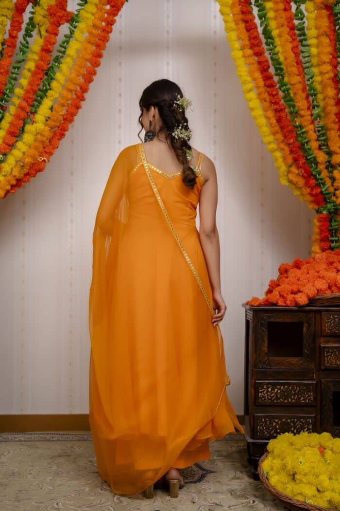 Orange Chiffon Suit Set - Image 3