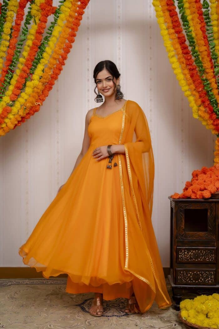 Orange Chiffon Suit Set - Image 4