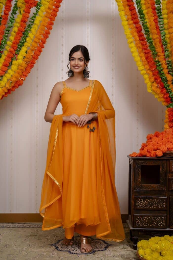 Orange Chiffon Suit Set - Image 1