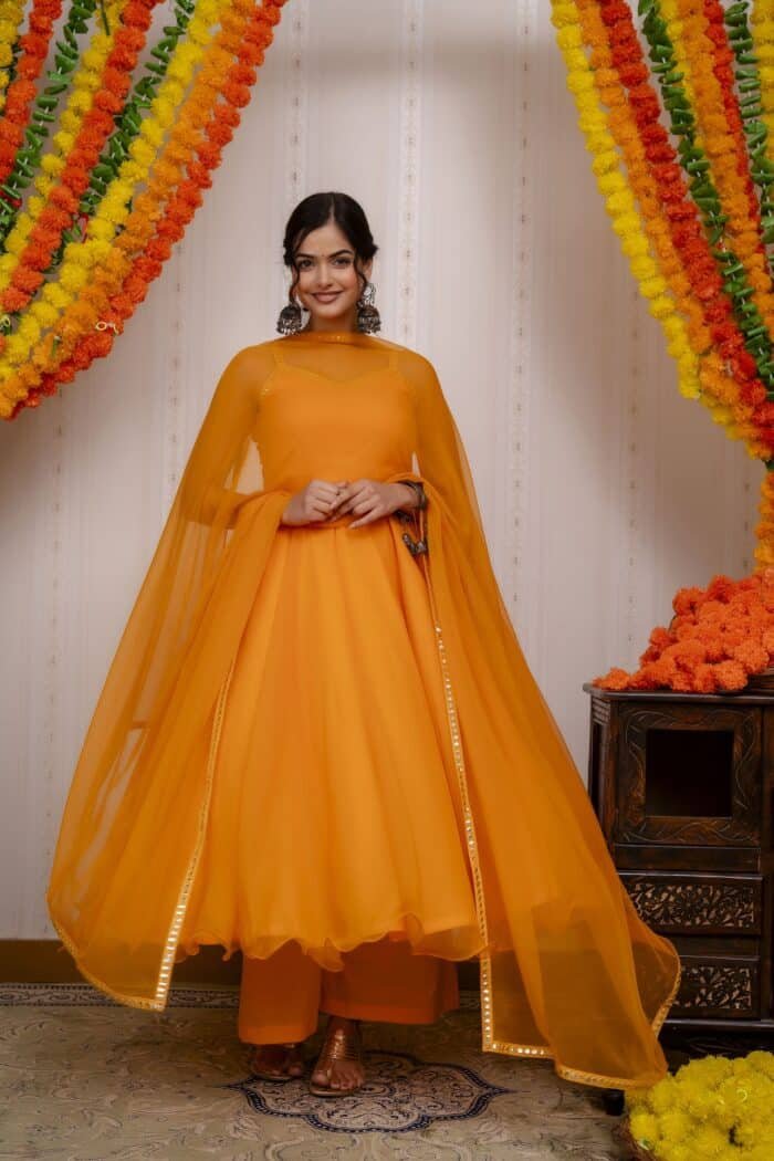 Orange Chiffon Suit Set - Image 5