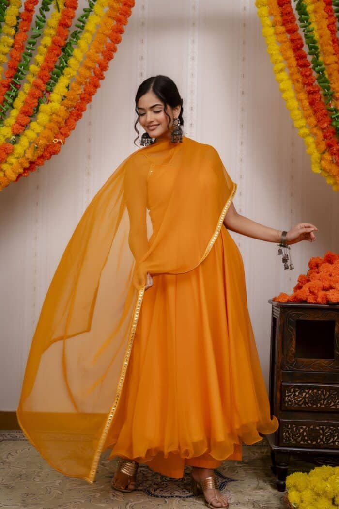 Orange Chiffon Suit Set - Image 6