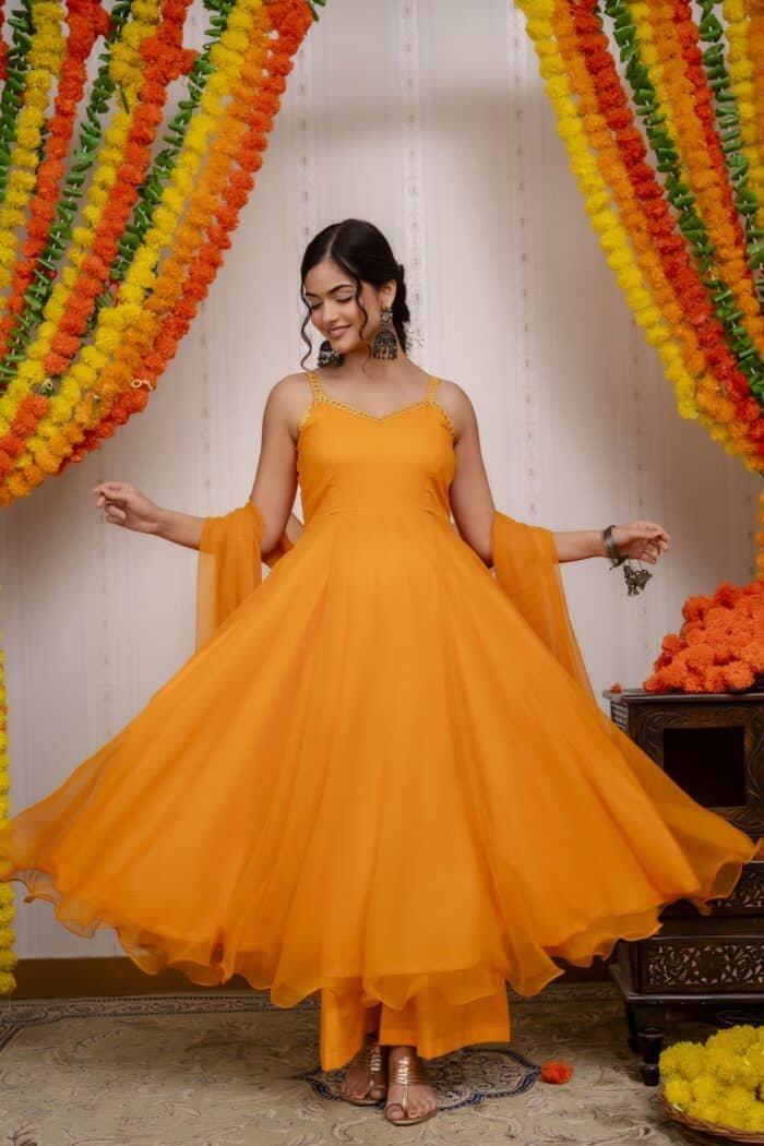Orange Chiffon Suit Set - Image 7