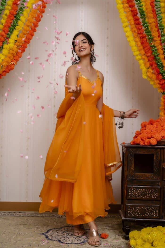 Orange Chiffon Suit Set - Image 8