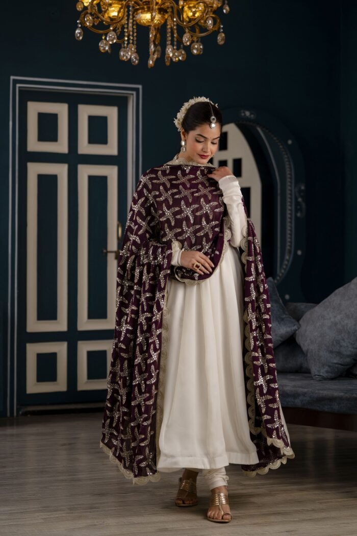 Purple dupatta suit set - Image 1