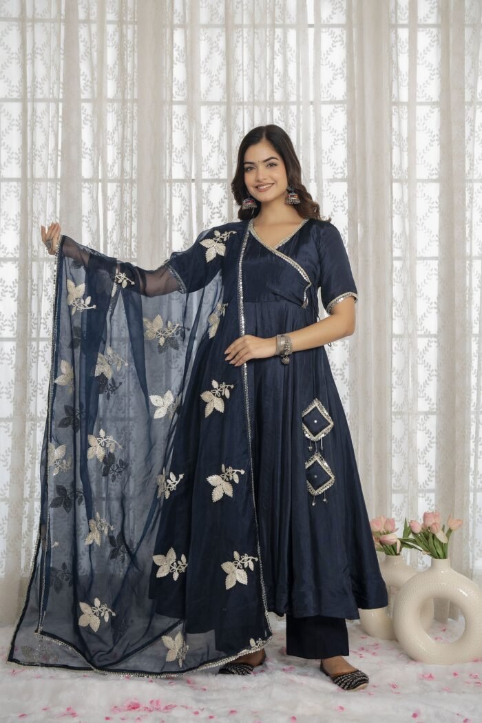 Blue Angrakha  Suit Set - Image 4