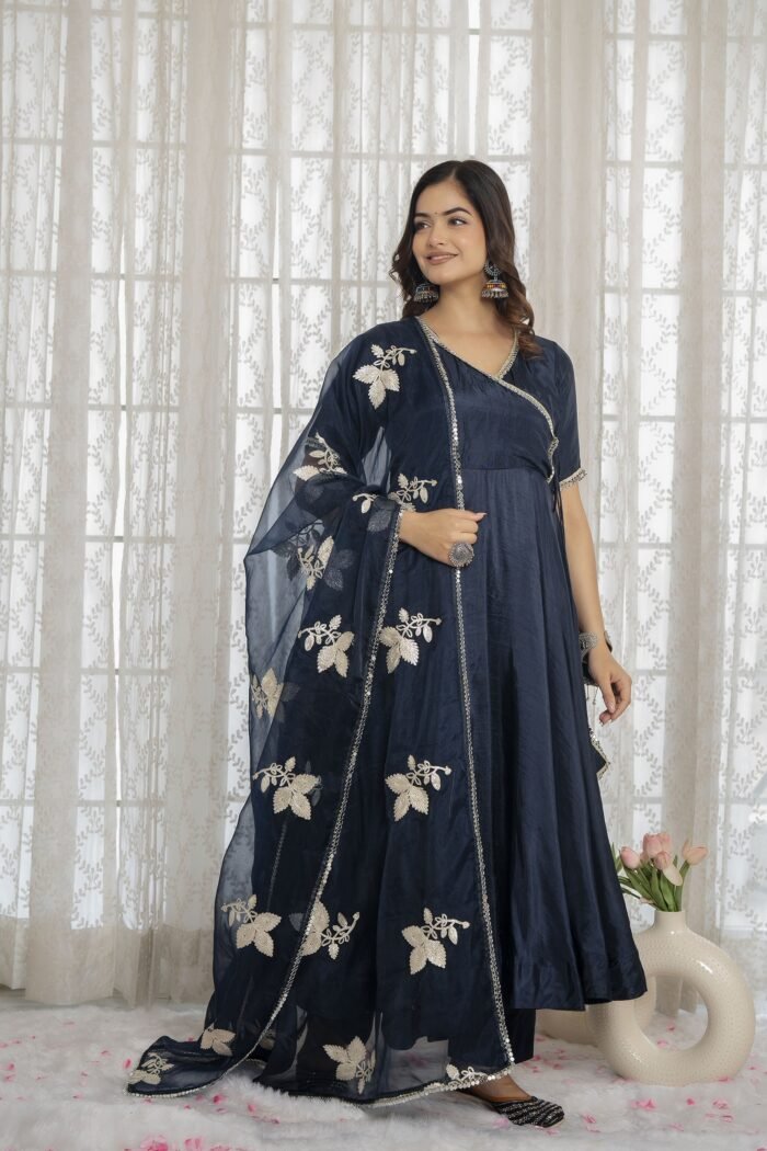 Blue Angrakha  Suit Set - Image 5