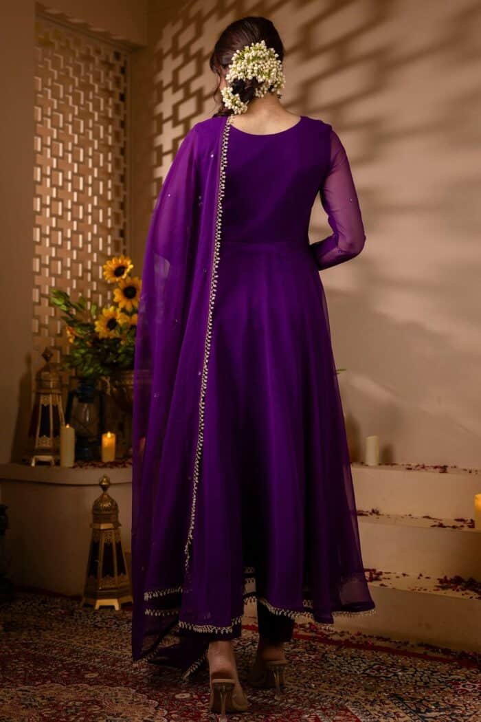 Purple Mirror Georgette Suit Set - Image 5
