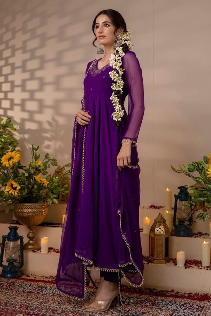 Purple Mirror Georgette Suit Set - Image 6