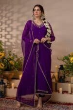 Purple Mirror Georgette Suit Set - Image 4
