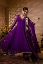Purple Mirror Georgette Suit Set - Image 3