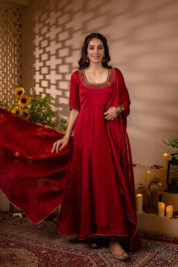 Maroon Mehfil Suit Set - Image 5