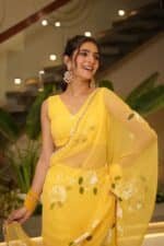 Yellow Pre-Draped Saree - Image 5