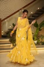 Yellow Pre-Draped Saree