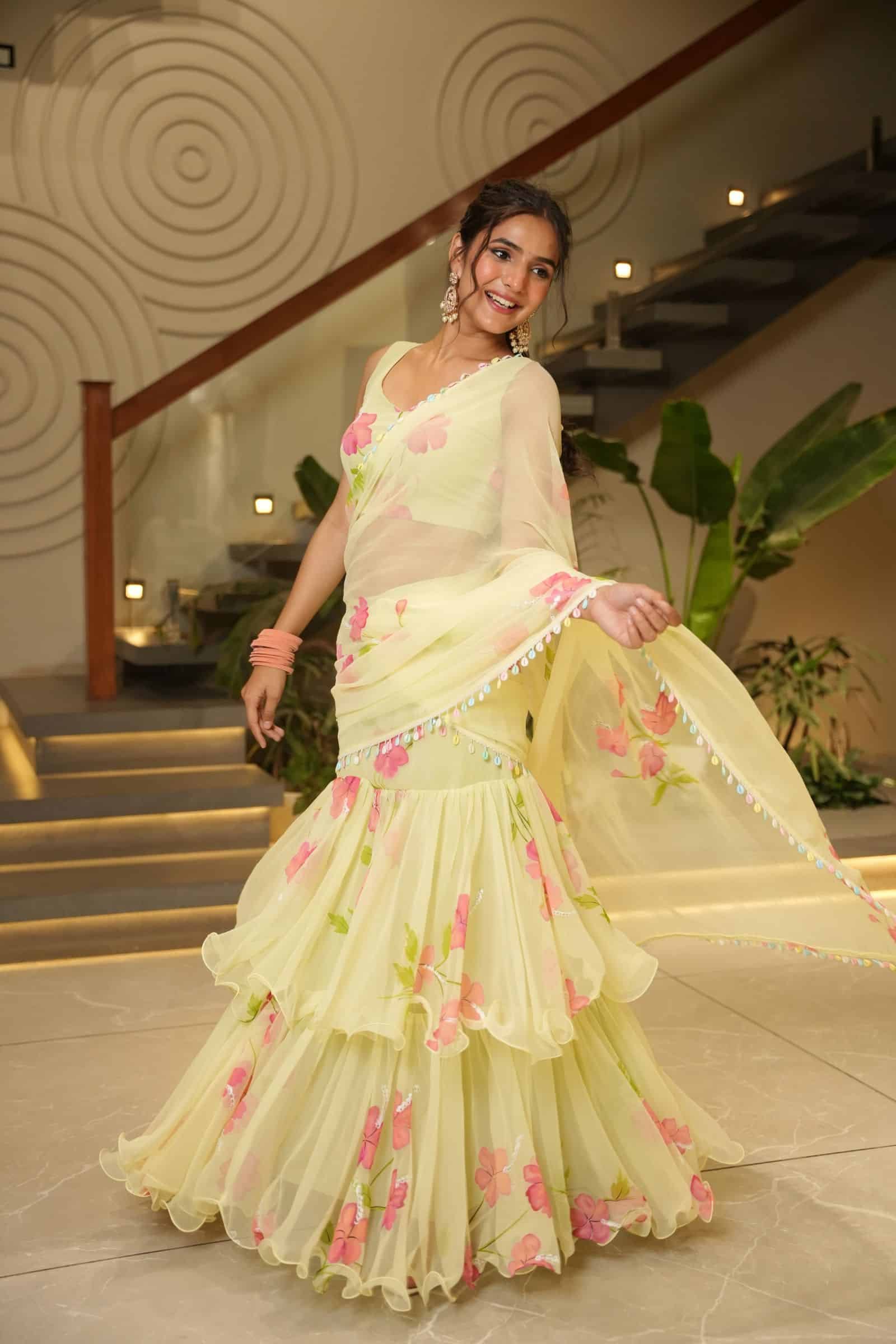 2 Mint Pre-Drapped Saree - Image 1