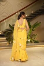 Yellow Pre-Draped Saree - Image 6