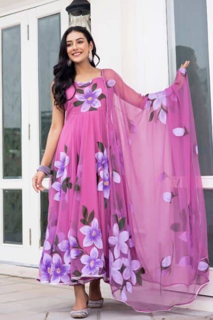 Mauve Handpainted Suit Set