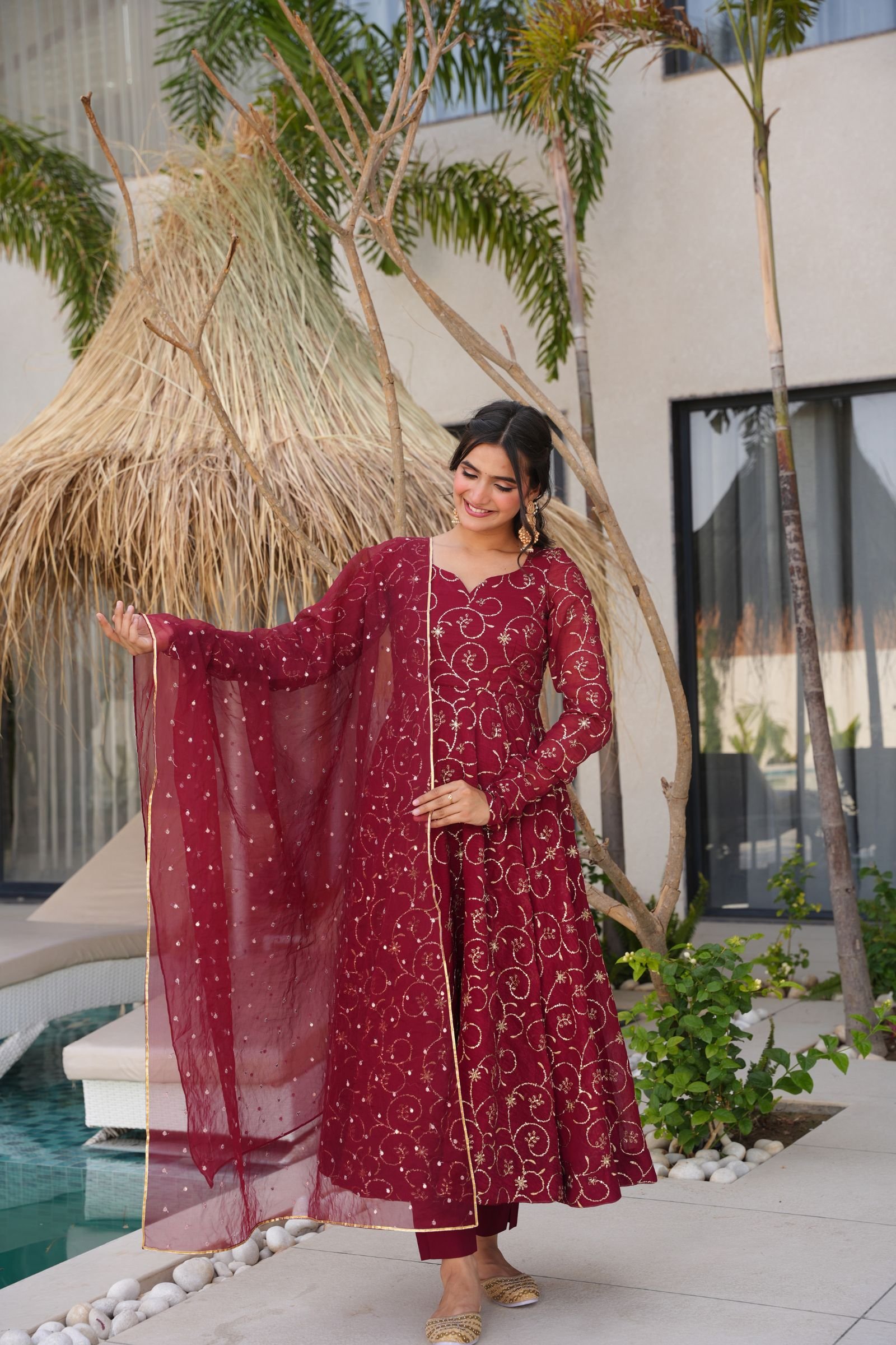 4 Zareen Maroon Suit Set - Image 1