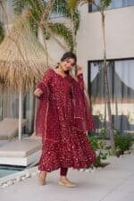Zareen Maroon Suit Set - Image 6