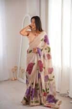 Bloom Aura Handpainted Saree