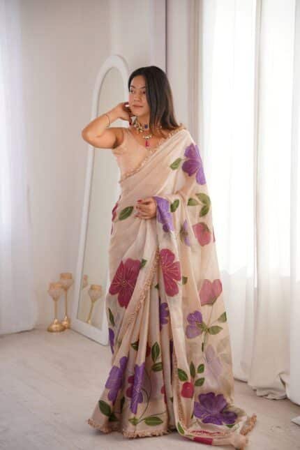 Bloom Aura Handpainted Saree