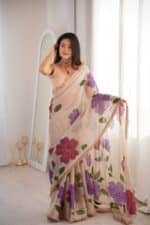 Bloom Aura Handpainted Saree - Image 2