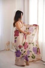 Bloom Aura Handpainted Saree - Image 6