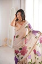 Bloom Aura Handpainted Saree - Image 7