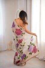 Bloom Aura Handpainted Saree - Image 8