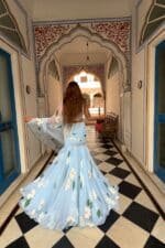 Blue Pre-Draped Saree - Image 6