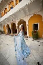 Blue Pre-Draped Saree - Image 2
