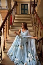 Blue Pre-Draped Saree - Image 5